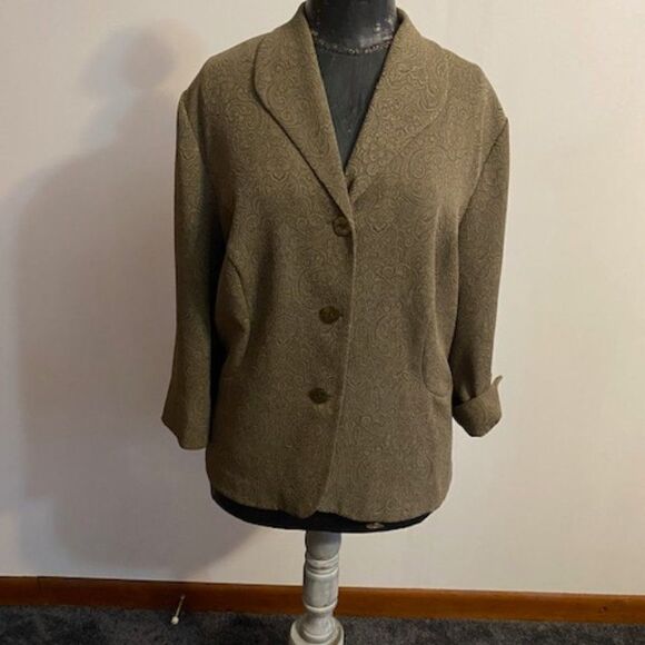 Lady Dorby Green Brocade skirt set, size 18W - Picture 3 of 7